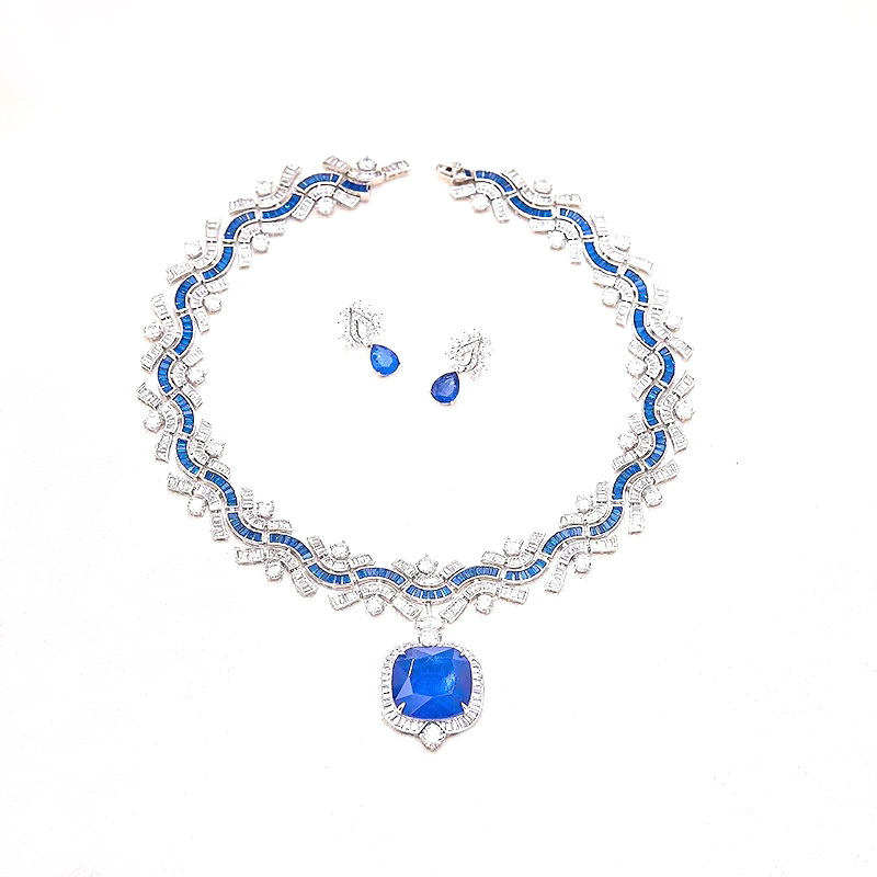 Vintage Collectible Jewelry - Designer Collection Style Necklace Earrings Cubic