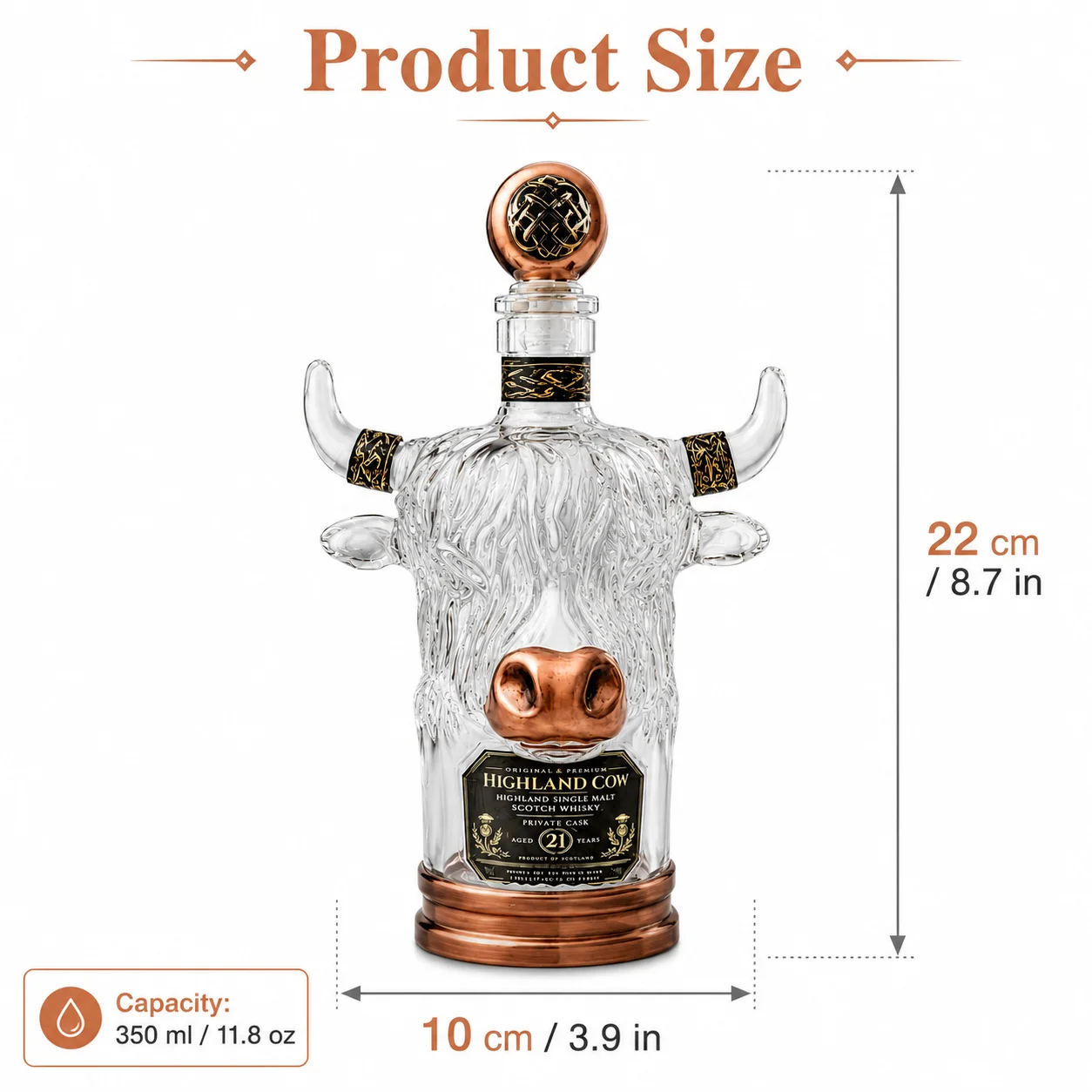 Novelty Highland Cow Glass Whi - Vintage Collectible Liquor Bottles review and price